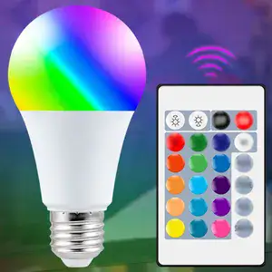 נורת לד LED צבעונית עם שלט ועמעם - 9 ואט